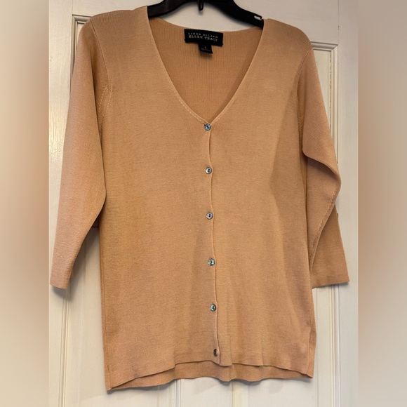 Ellen Tracy Sweaters - Ellen Tracy V-Neck Cardigan in Warm Tan